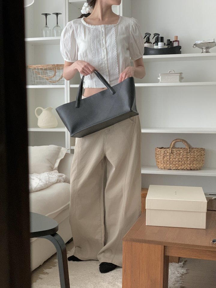 I'm here - Korean Women Fashion - #momslook - Seam Balloon Curve Cotton Pants - 9