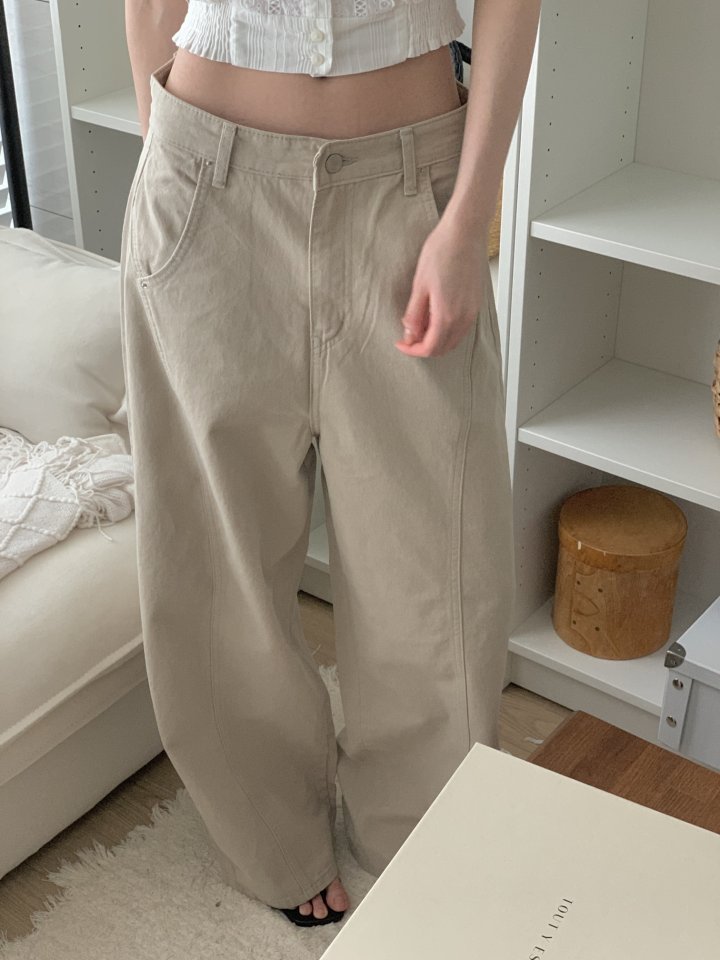I'm here - Korean Women Fashion - #momslook - Seam Balloon Curve Cotton Pants - 5