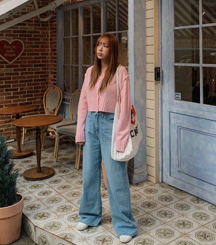 I'm here - Korean Women Fashion - #momslook - Pocket Wide Denim Pants - 2