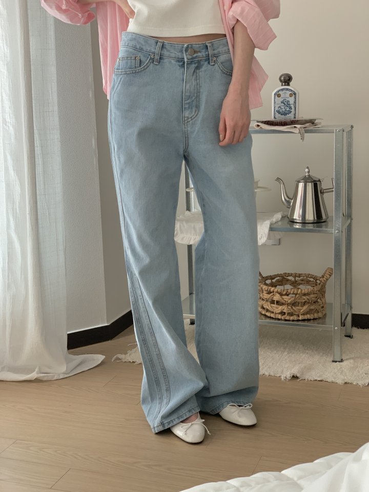 I'm here - Korean Women Fashion - #restrostyle - Two-Side Light Blue Bootcut Denim Pants - 10