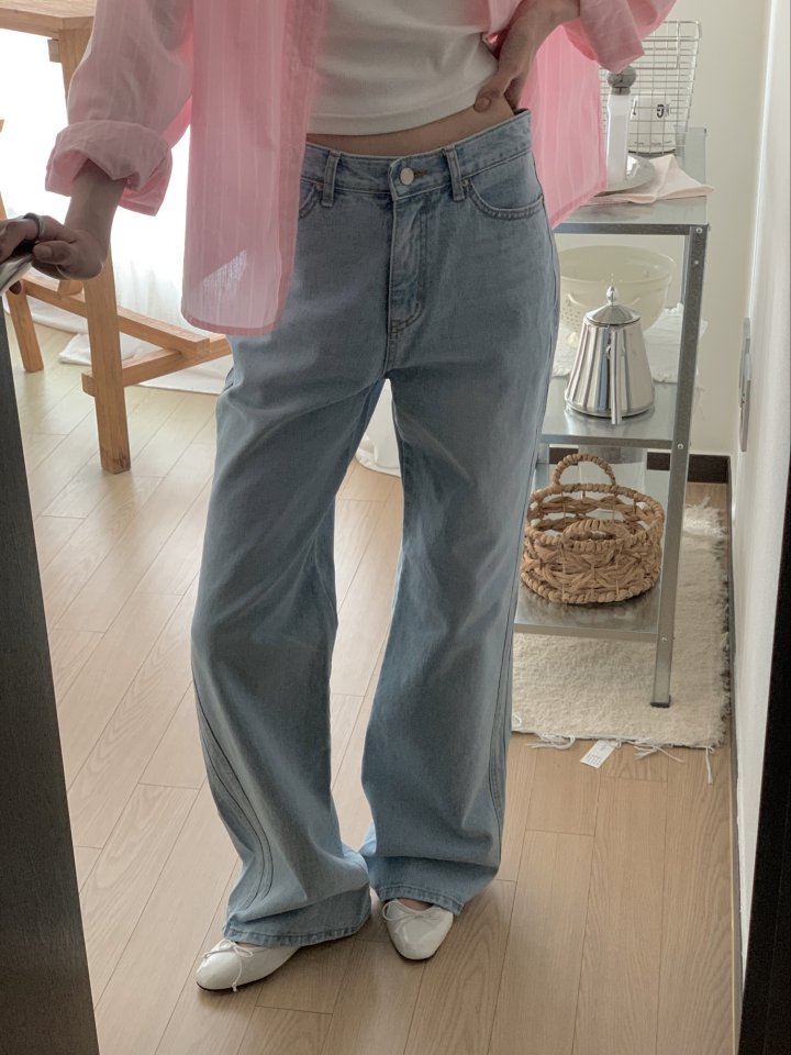 I'm here - Korean Women Fashion - #shopsmall - Two-Side Light Blue Bootcut Denim Pants - 12