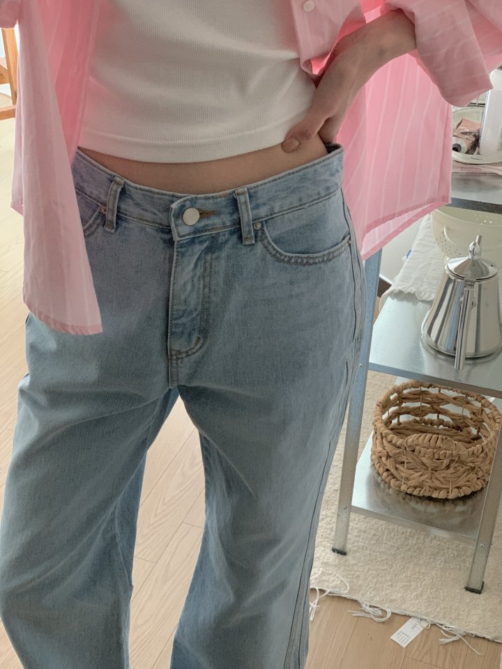 I'm here - Korean Women Fashion - #vintageinspired - Two-Side Light Blue Bootcut Denim Pants - 7