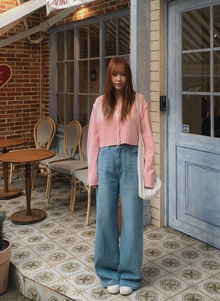 I'm here - Korean Women Fashion - #vintageinspired - Pocket Wide Denim Pants - 6
