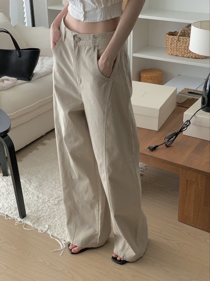 I'm here - Korean Women Fashion - #vintagekidsstyle - Seam Balloon Curve Cotton Pants - 9