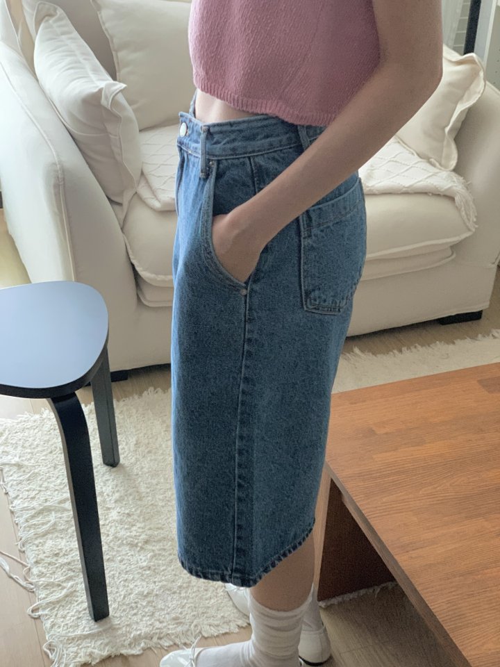 I'm here - Korean Women Fashion - #womensfashion - Diagonal Bermuda Denim Shorts - 10