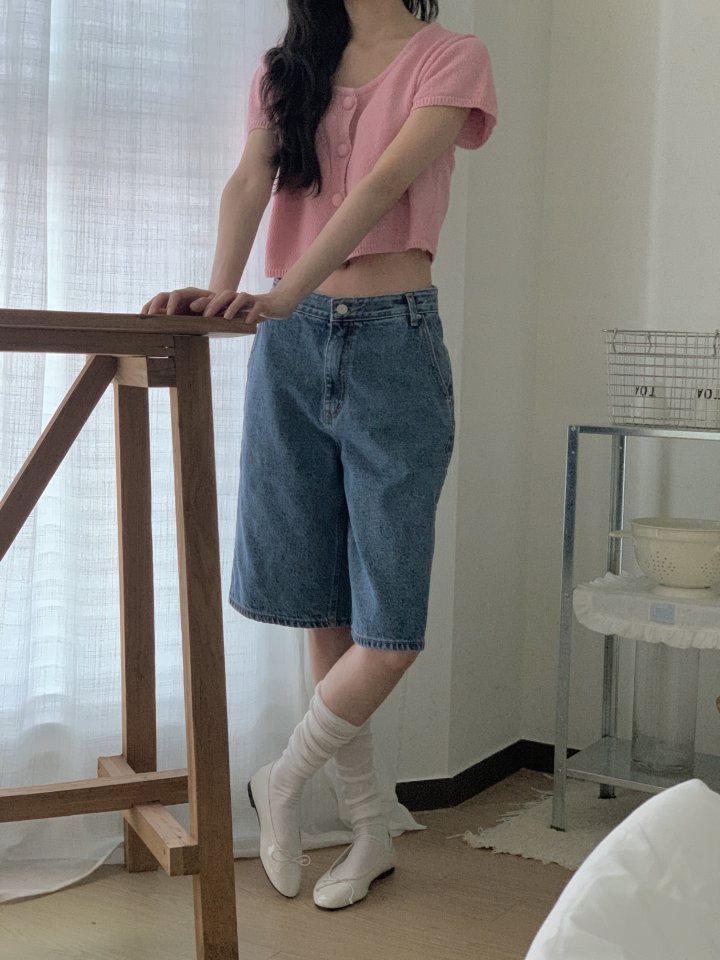 I'm here - Korean Women Fashion - #womensfashion - Diagonal Bermuda Denim Shorts - 6
