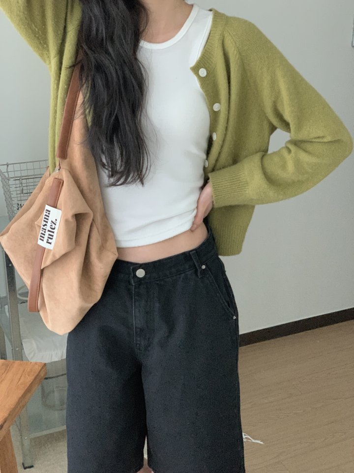 I'm here - Korean Women Fashion - #womensfashion - Diagonal Bermuda Black Denim Shorts - 9