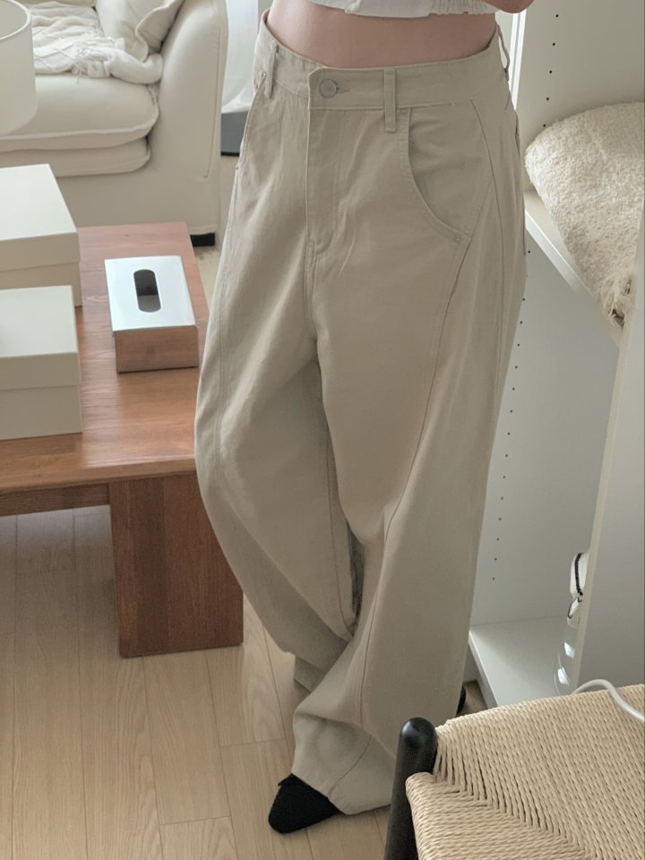 I'm here - Korean Women Fashion - #womensfashion - Seam Balloon Curve Cotton Pants - 7