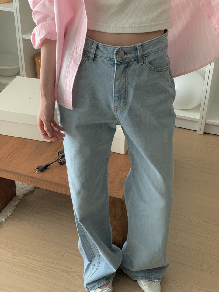 I'm here - Korean Women Fashion - #womensfashion - Two-Side Light Blue Bootcut Denim Pants - 2