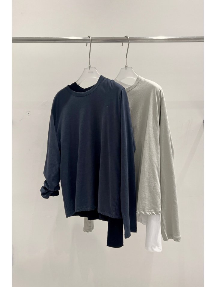 Janie - Korean Women Fashion - #momslook - Cotton Easy Round Tee