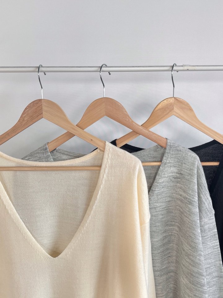 Jeiin - Korean Women Fashion - #momslook - Deep V Knit - 2
