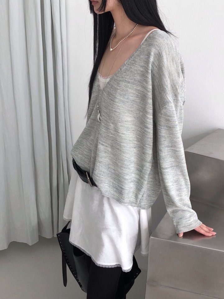 Jeiin - Korean Women Fashion - #momslook - Deep V Knit - 8
