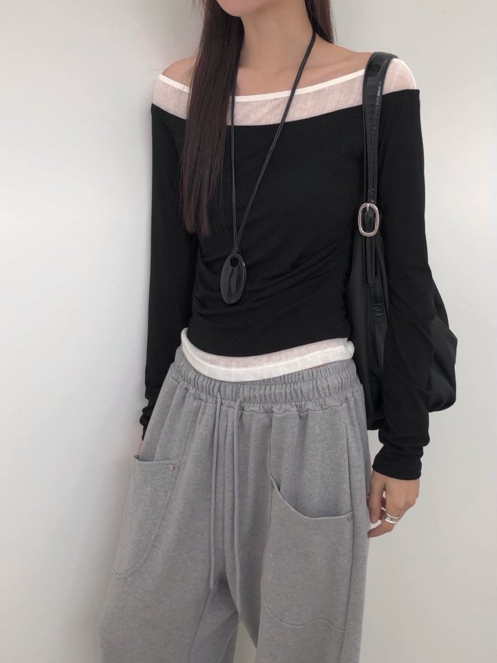 Jeiin - Korean Women Fashion - #momslook - Two-Tone Long Sleeve Tee - 7