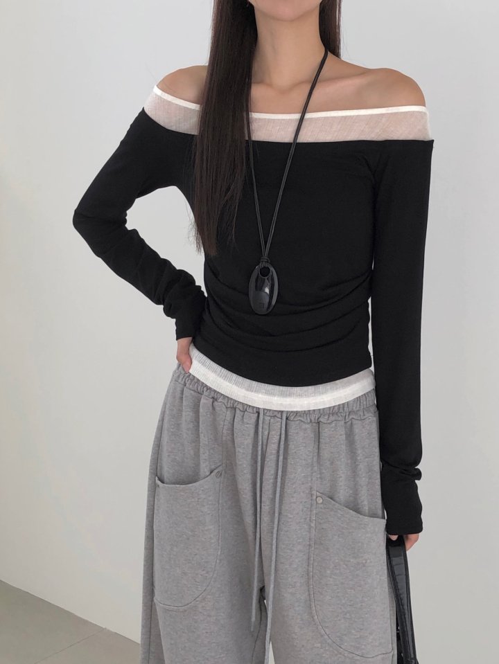 Jeiin - Korean Women Fashion - #momslook - Two-Tone Long Sleeve Tee - 9