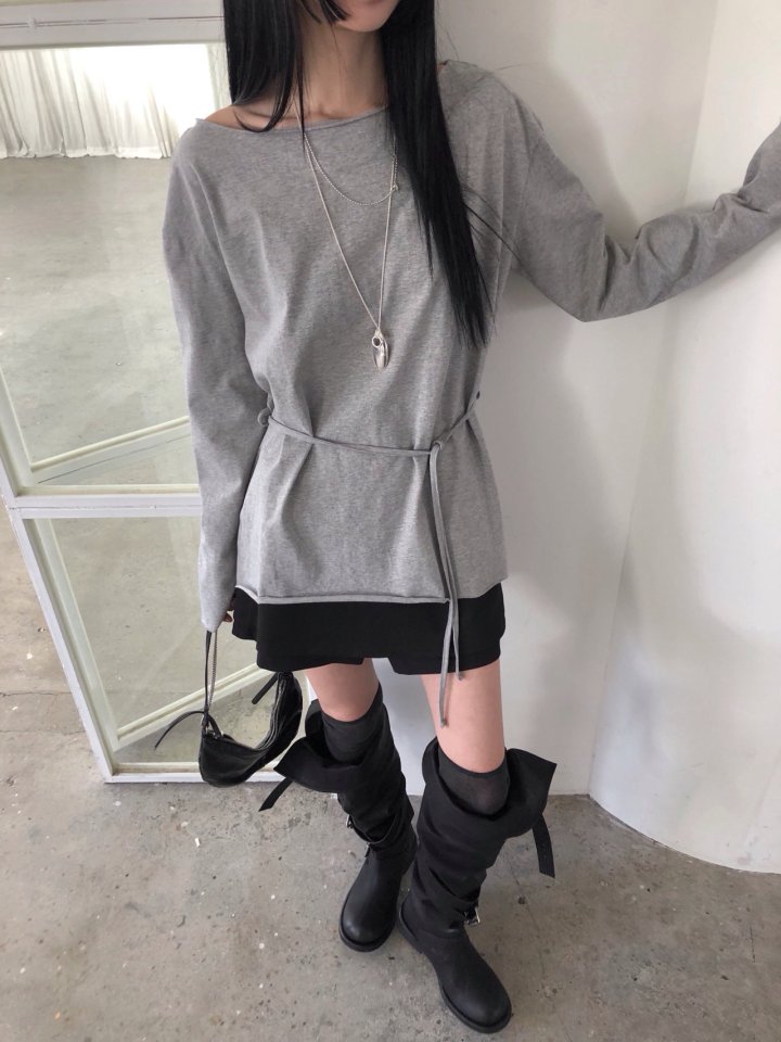 Jeiin - Korean Women Fashion - #restrostyle - Cutting Long Sleeve Tee - 9