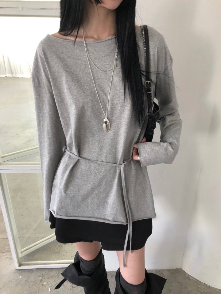 Jeiin - Korean Women Fashion - #thatsdarling - Cutting Long Sleeve Tee - 12