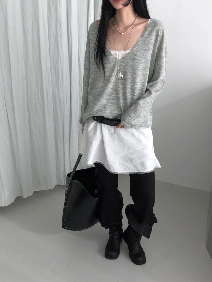 Jeiin - Korean Women Fashion - #womensfashion - Deep V Knit - 3