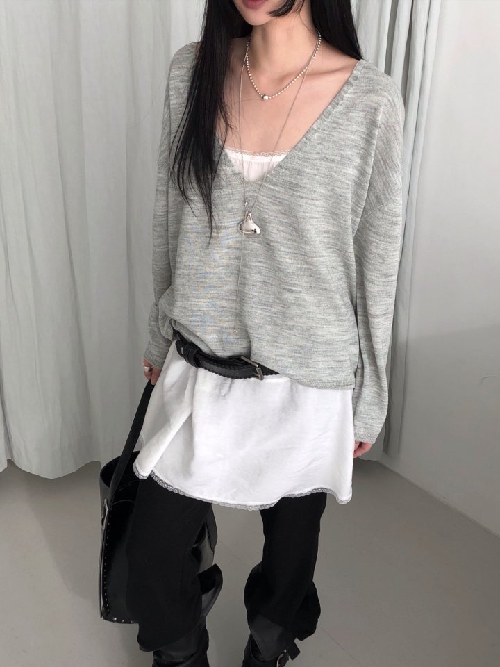 Jeiin - Korean Women Fashion - #womensfashion - Deep V Knit - 5