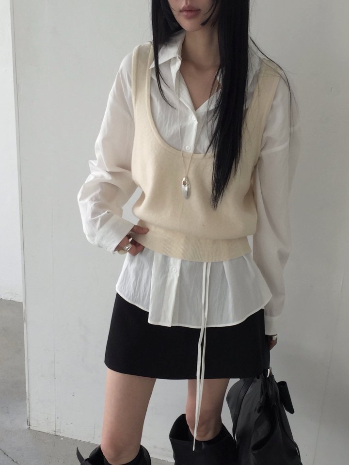 Jeiin - Korean Women Fashion - #momslook - U-Neck Vest - 4