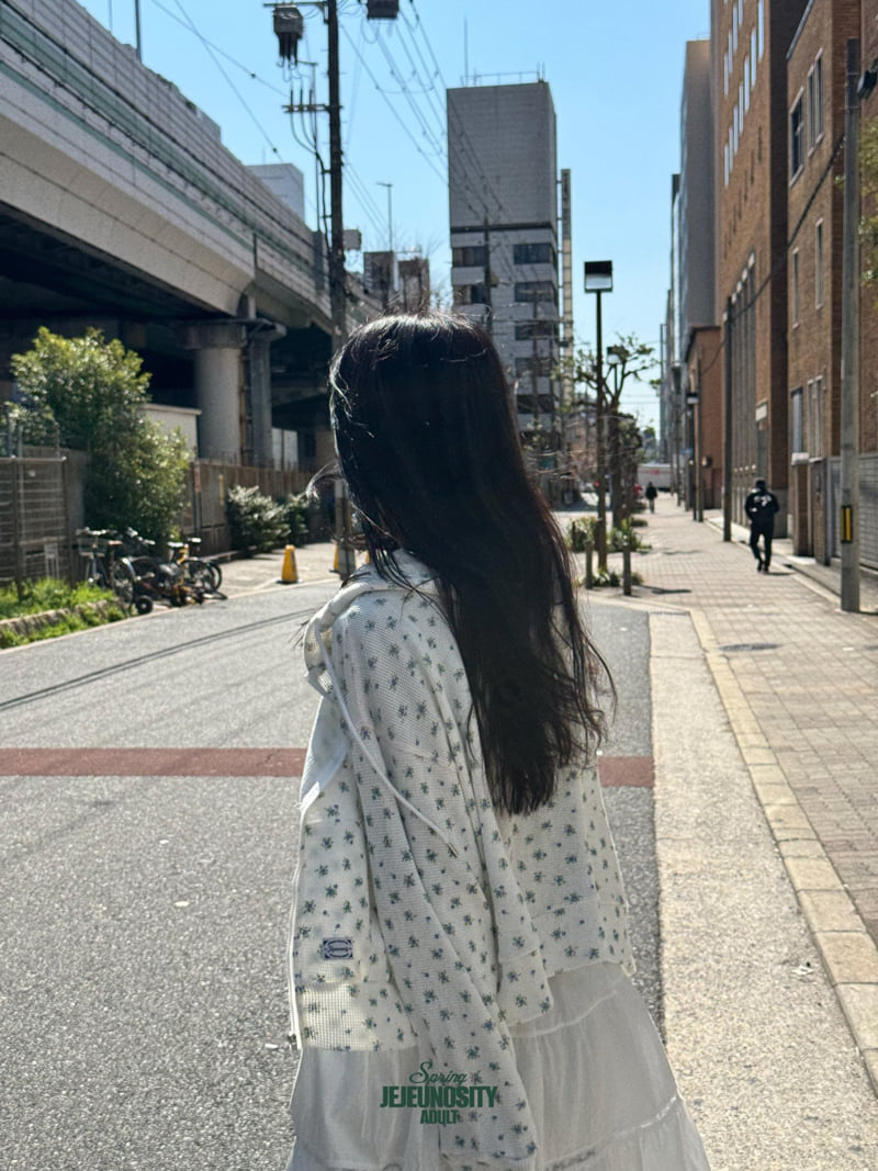 Jejeunosity - Korean Women Fashion - #momslook - Waffle Flower Hoodie - 2