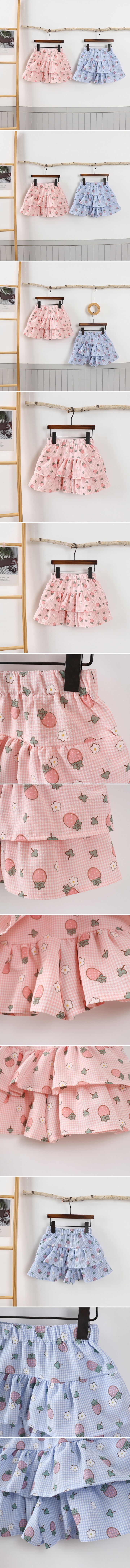 Jierang - Korean Children Fashion - #childrensboutique - Small Check Strawberry Skort