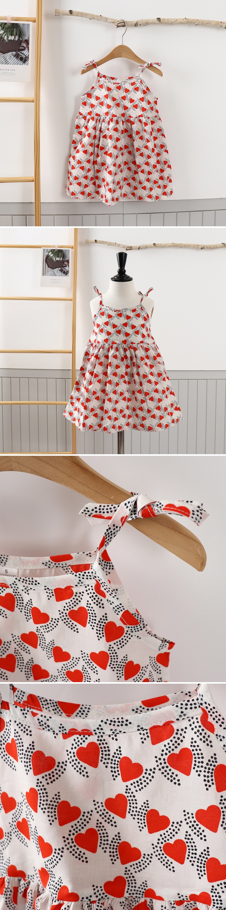 Jierang - Korean Children Fashion - #stylishchildhood - Heart Strap One-piece