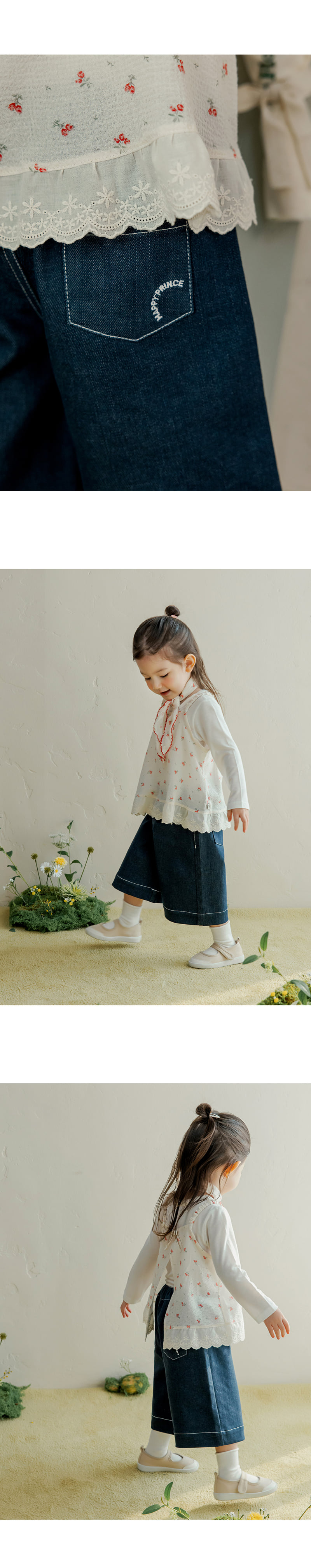 Kids Clara - Korean Baby Fashion - #babygirlfashion - Pita Wide Denim Pants - 3