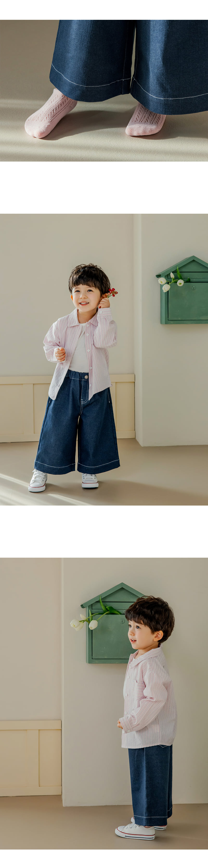 Kids Clara - Korean Baby Fashion - #babygirlfashion - Pita Wide Denim Pants - 4