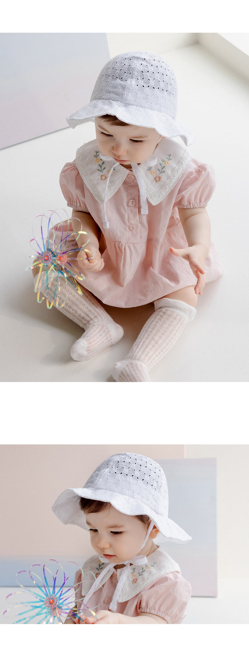 Kids Clara - Korean Baby Fashion - #babyootd - Miru Eyelet Baby Sun Hat - 3