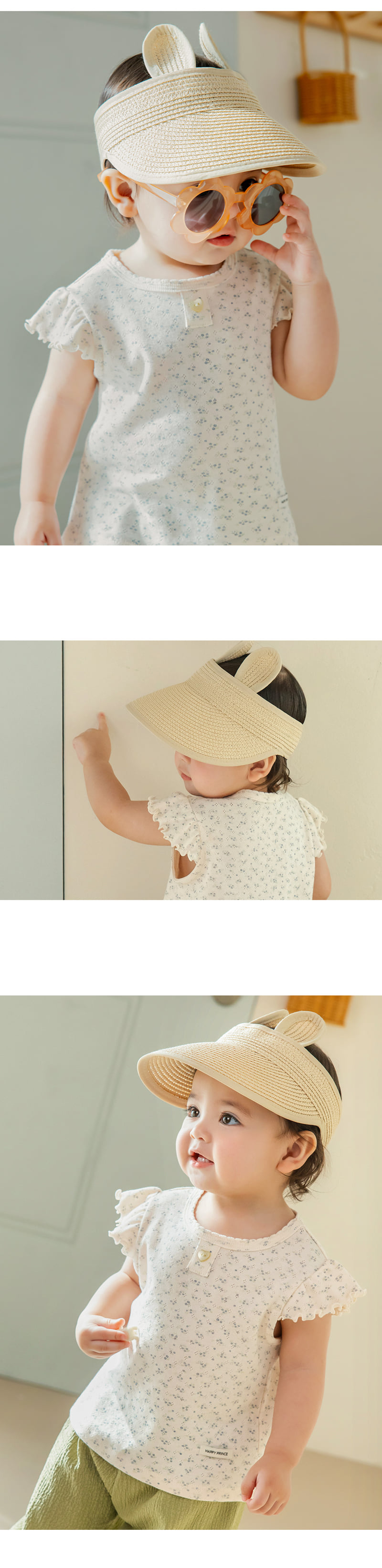 Kids Clara - Korean Baby Fashion - #babyootd - Rabbit Straw Baby Sun Cap - 2
