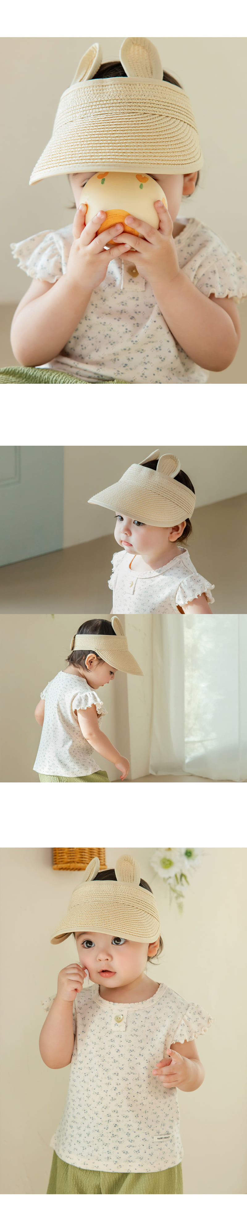 Kids Clara - Korean Baby Fashion - #babyoutfit - Rabbit Straw Baby Sun Cap - 3