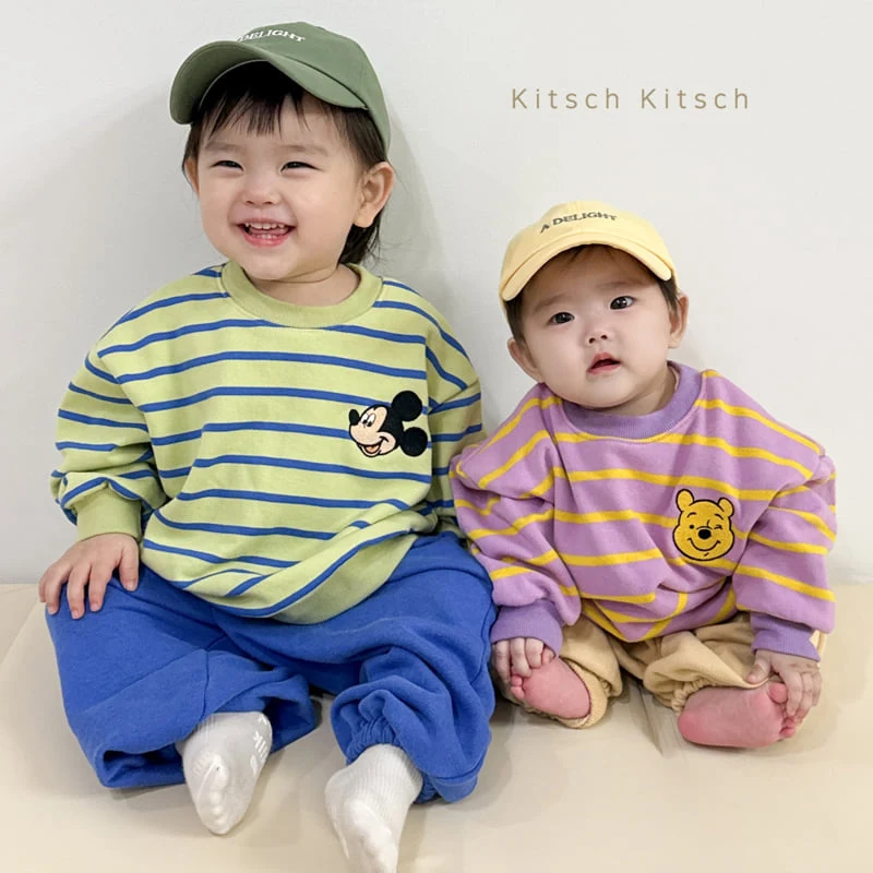 Kitsch Kitsch - Korean Children Fashion - #childofig - D Retro Color Chip Stripe Top Bottom Set - 10
