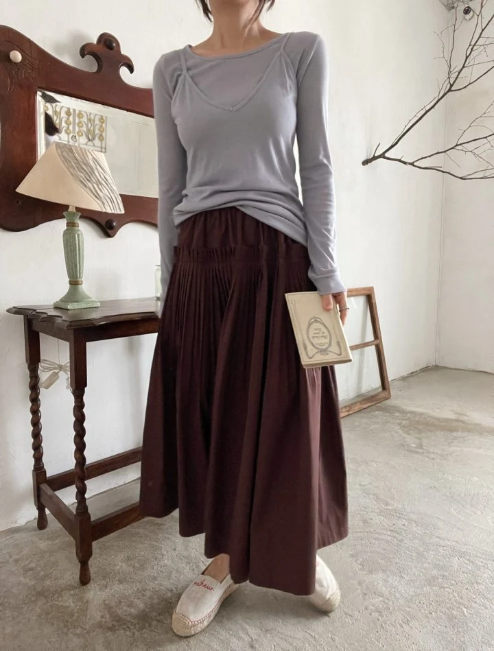 Lagrass - Korean Women Fashion - #momslook - Textured Pleated Skirt - 3