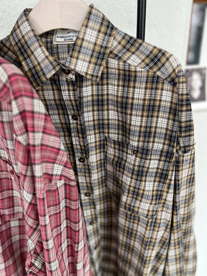 Lagrass - Korean Women Fashion - #momslook - Dusk Check Shirt - 11