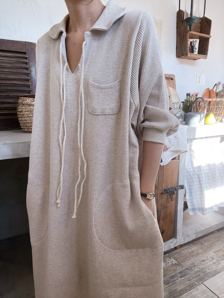 Lagrass - Korean Women Fashion - #womensfashion - Collar Knit One-Piece - 2