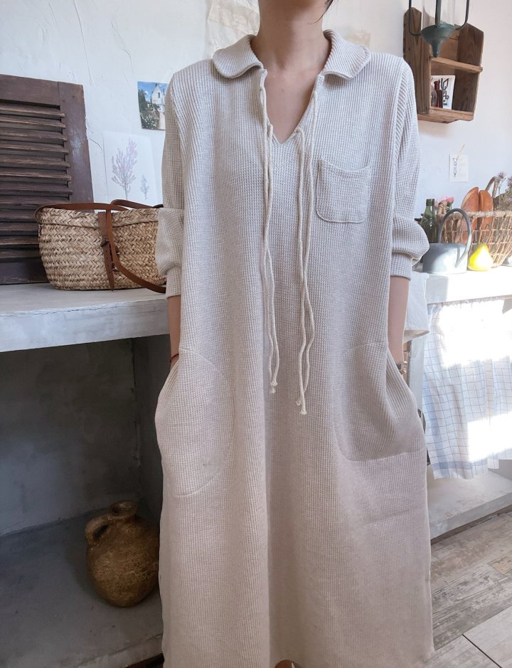 Lagrass - Korean Women Fashion - #womensfashion - Collar Knit One-Piece - 6