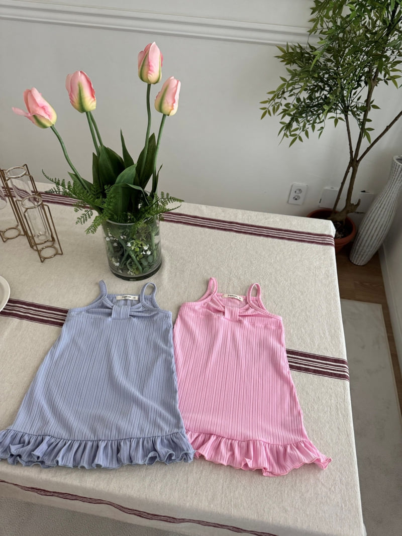 Le petitmot - Korean Children Fashion - #childofig - Ribbon Sleeveless One-piece - 2