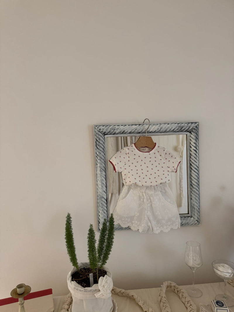 Le petitmot - Korean Children Fashion - #todddlerfashion - Cherry Eyelet Tee - 5