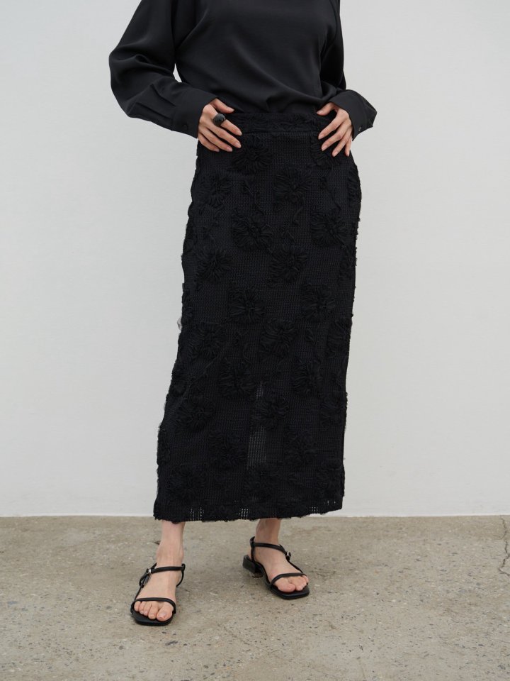 Lenoii - Korean Women Fashion - #momslook - Crochet Lace Maxi Long Skirt