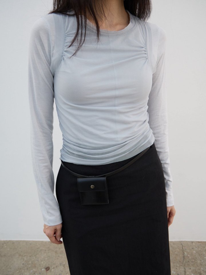 Lenoii - Korean Women Fashion - #momslook - Bonnie Mesh Shirring Set Tee - 5