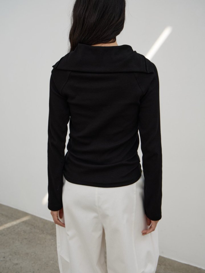 Lenoii - Korean Women Fashion - #momslook - Sailor Collar Button Tee - 11