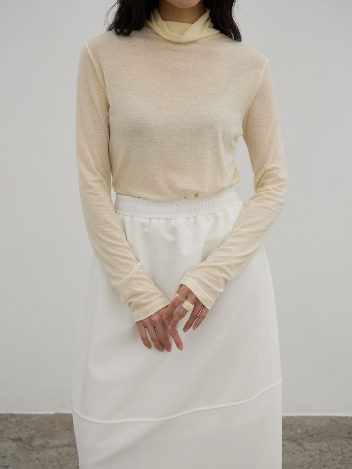 Lenoii - Korean Women Fashion - #momslook - Sheer High Neck Tee - 10