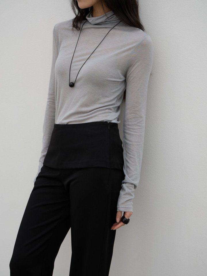 Lenoii - Korean Women Fashion - #momslook - Sheer High Neck Tee - 6