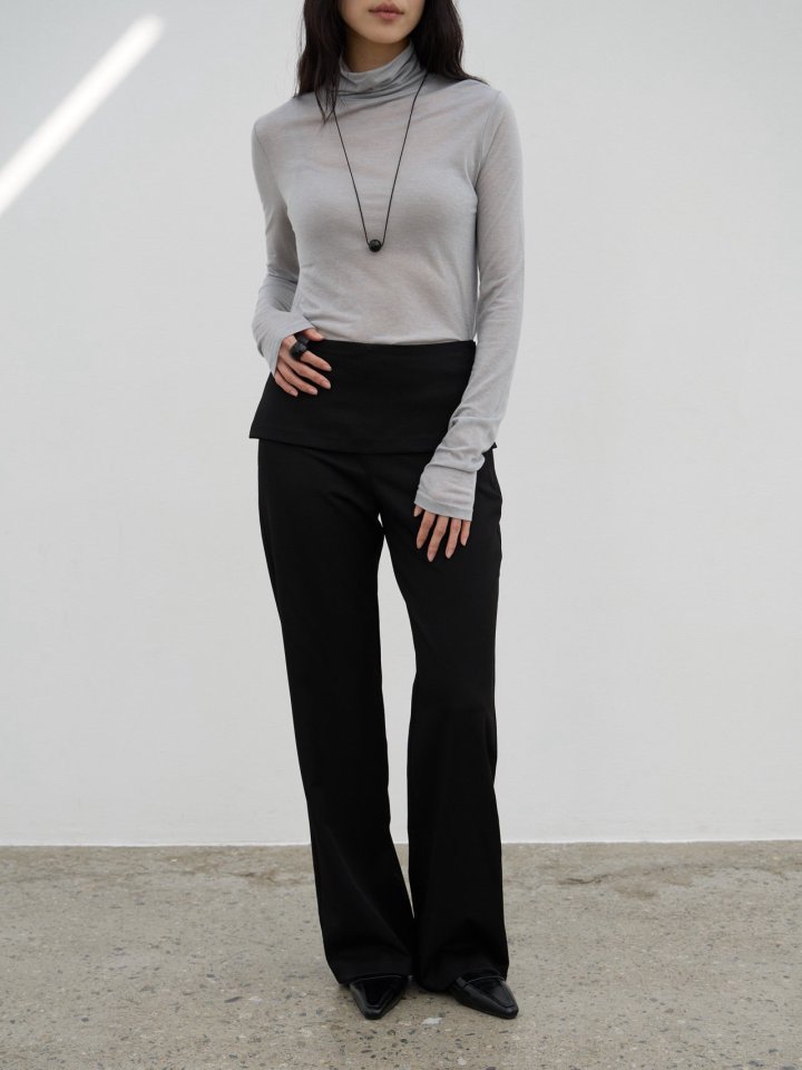 Lenoii - Korean Women Fashion - #momslook - Sheer High Neck Tee - 8