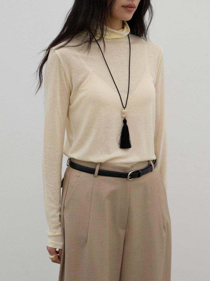 Lenoii - Korean Women Fashion - #momslook - Sheer High Neck Tee - 9
