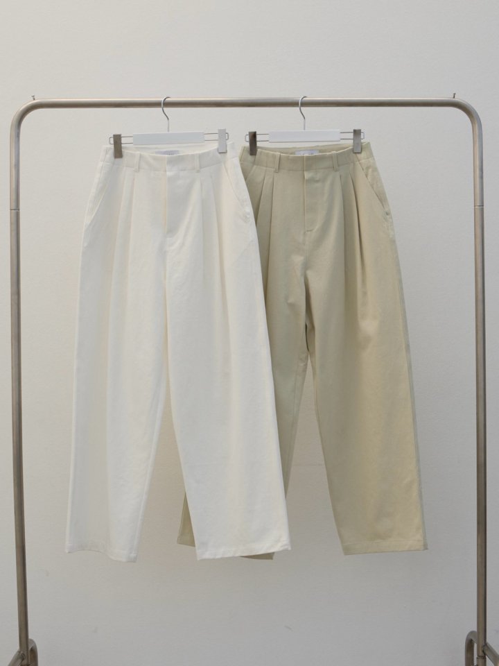 Green Tea Cotton Wide Two-Tuck Pants by Lenoii for Women - view 7