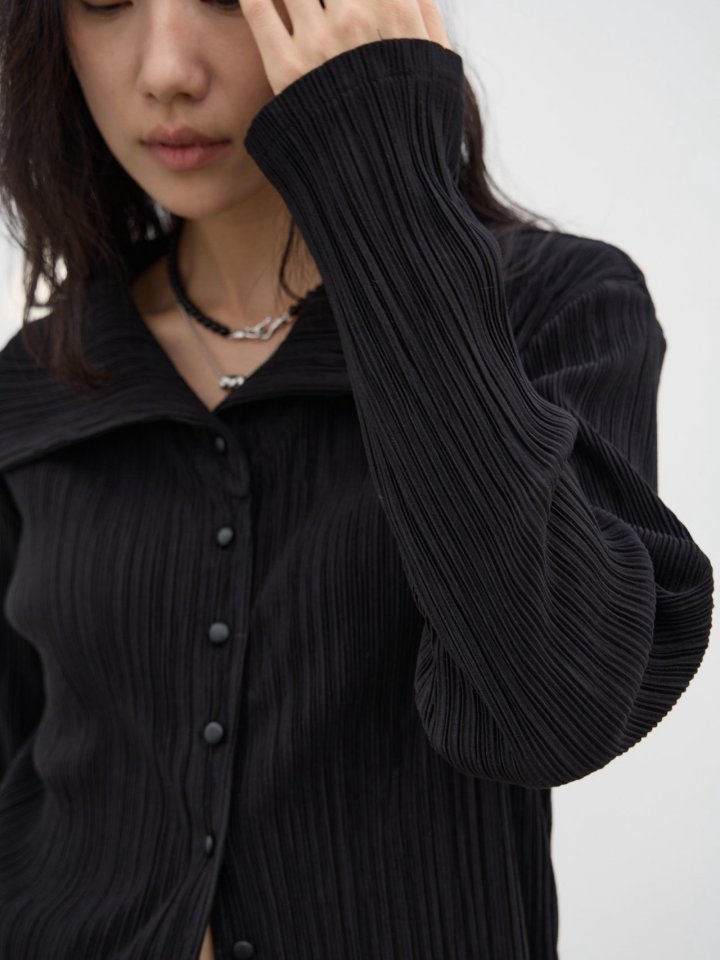 Lenoii - Korean Women Fashion - #momslook - Pleated Button Blouse Cardigan - 12