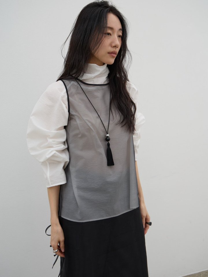 Lenoii - Korean Women Fashion - #restrostyle - Onyx Silver Ball Tassel Long Necklace - 7