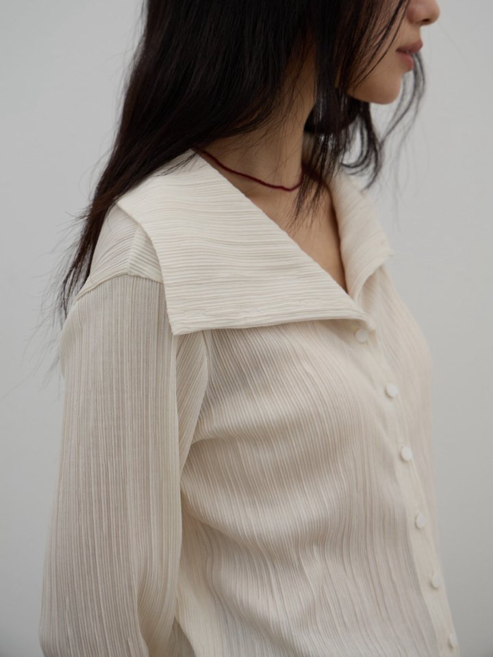 Lenoii - Korean Women Fashion - #restrostyle - Pleated Button Blouse Cardigan