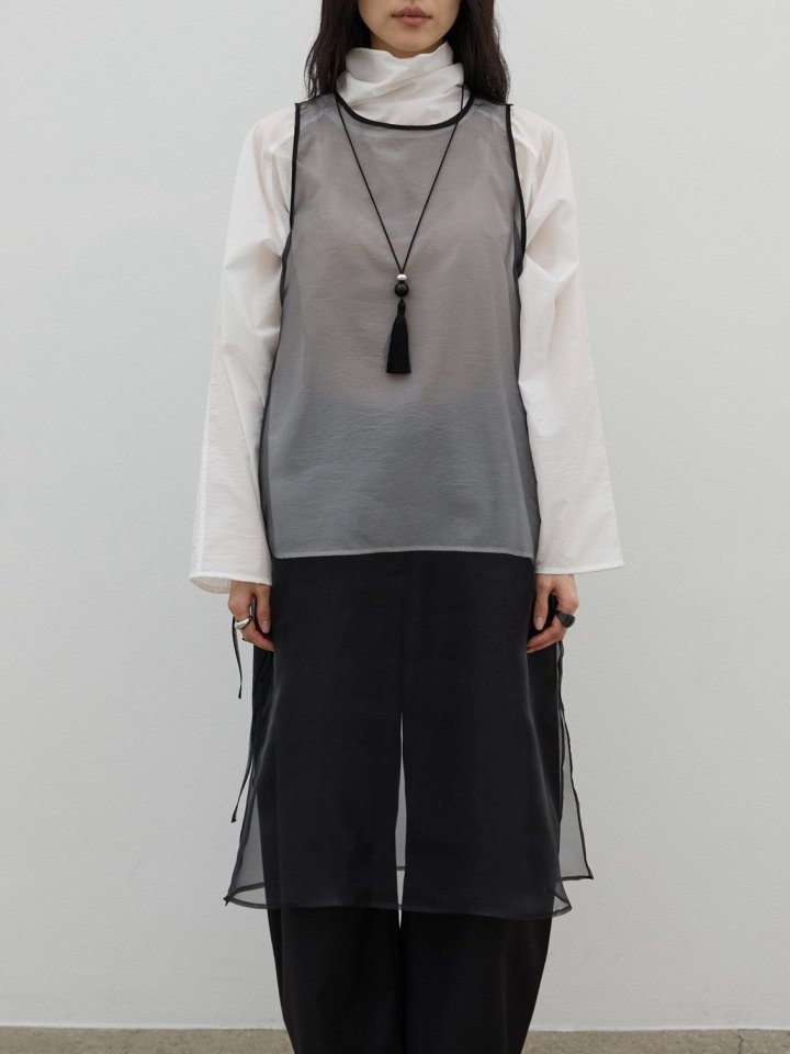 Lenoii - Korean Women Fashion - #romanticstyle - Onyx Silver Ball Tassel Long Necklace - 8